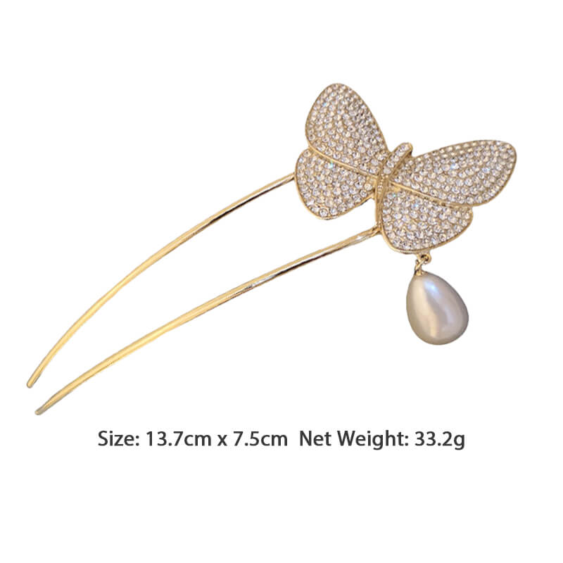 Party Hair Accessories Artificial Rhinestone Butterfly Metal Hair Pins for New Year’s Eve