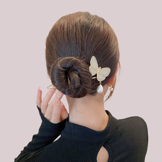 Party Hair Accessories Artificial Rhinestone Butterfly Metal Hair Pins for New Year’s Eve