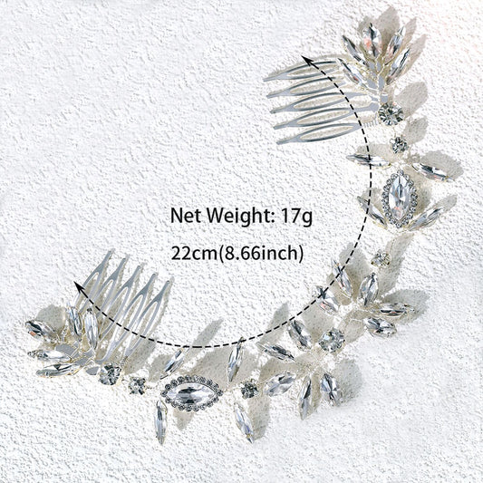 Silver Rhinestone Wedding Hair Pins Headband Crystal Headpiece Bridal Hair Accessories for Bride Women