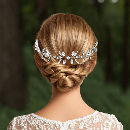 Silver Rhinestone Wedding Hair Pins Headband Crystal Headpiece Bridal Hair Accessories for Bride Women