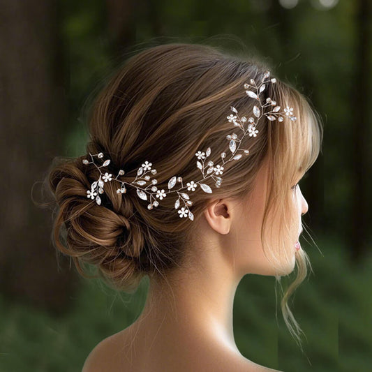 Wedding Hair Accessories Silver Rhinestone Bridal Headband for Women and Girls
